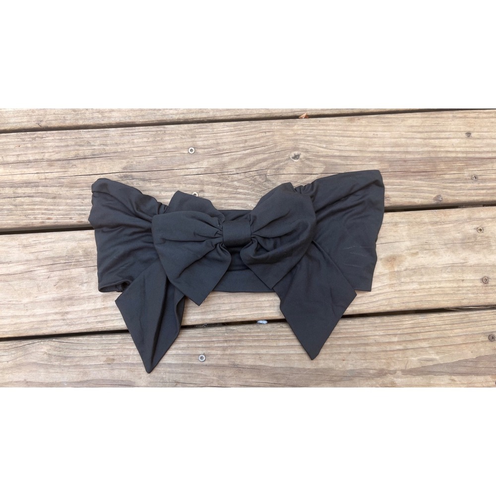Dazy Black Oversized Bow Bandeau Strapless Tube Top XL Modern Chic Party